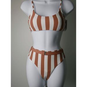 ENVYA Vacation Stripes 2 piece Bikini nude/combo 1X
